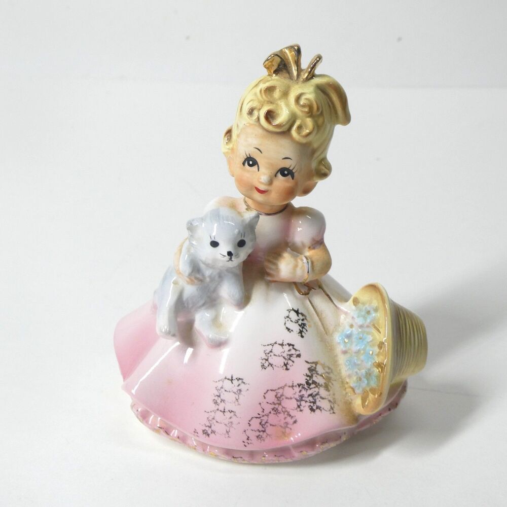 Josef Originals Nancy Little Pets Series Blonde Girl With Cat Figurine Vintage